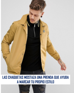 chaqueta color mostaza hombre